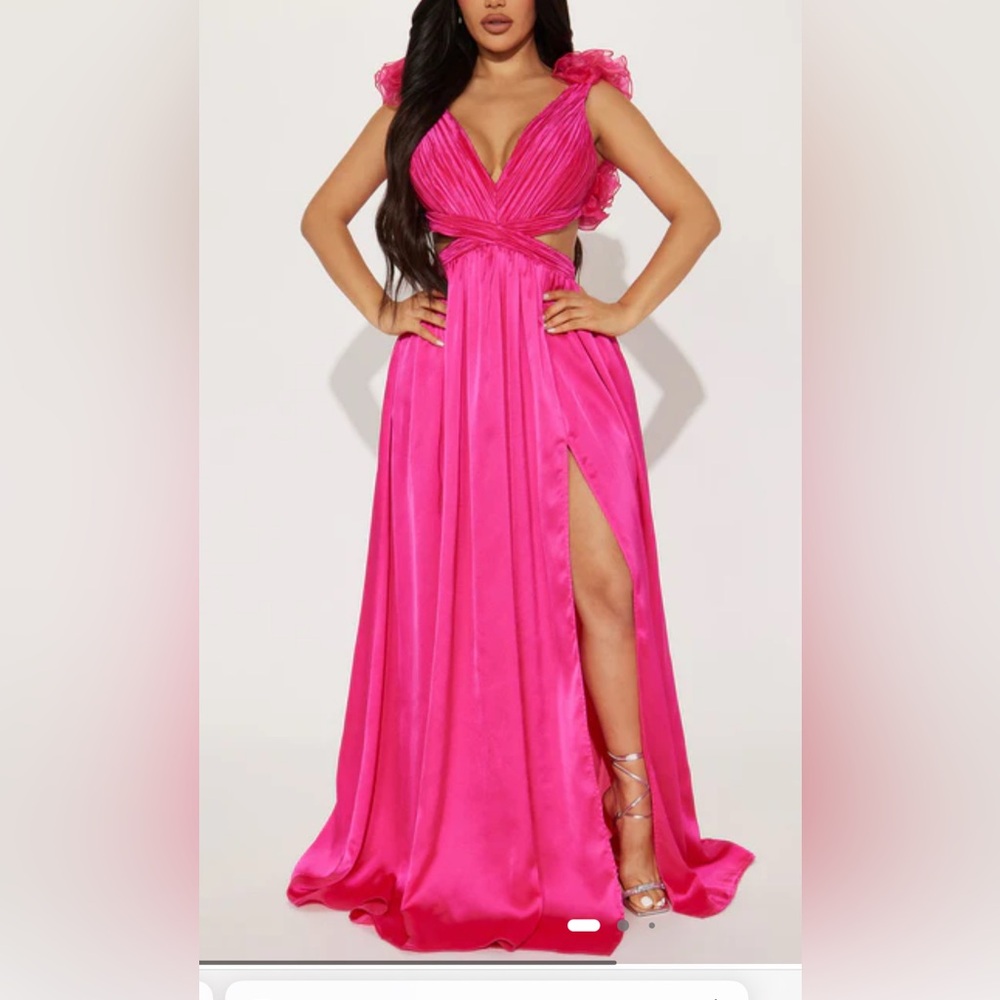 Fashion Nova Pink Off-the-Shoulder Maxi Gown